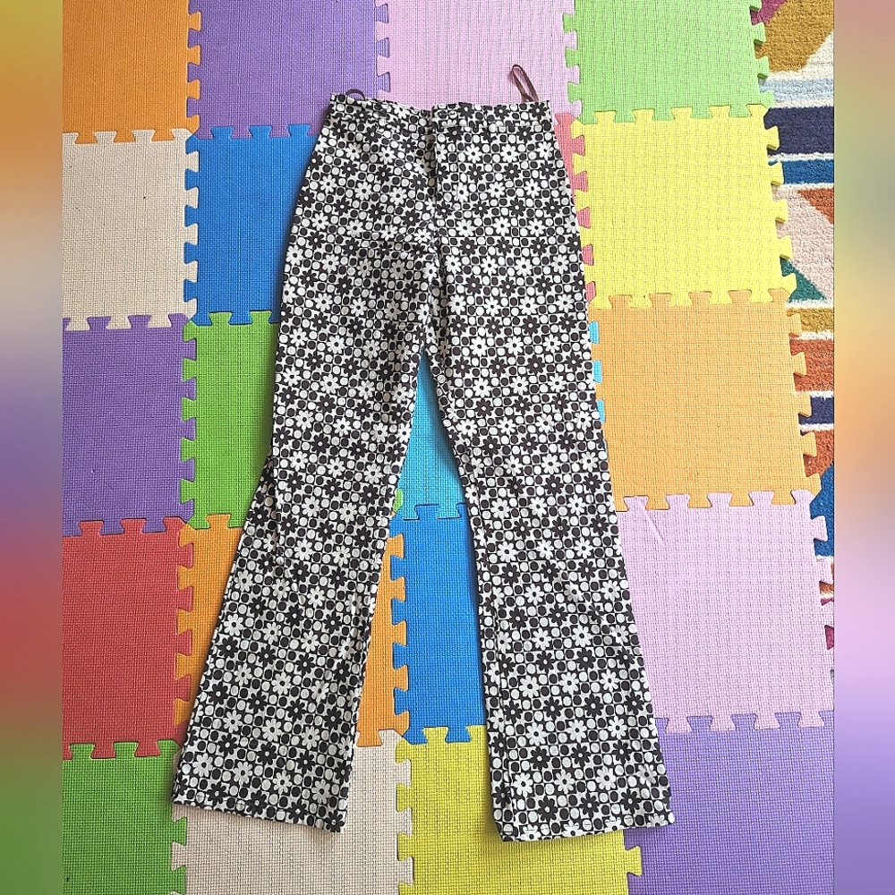 MOTEL ROCKS Brown and White Patterned Pants